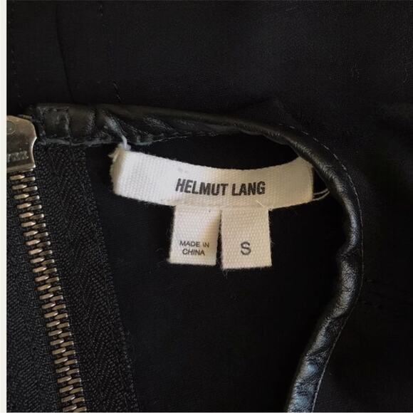 Helmut Lang black sleeveless top with raw edges, leather trim - Picture 4 of 8